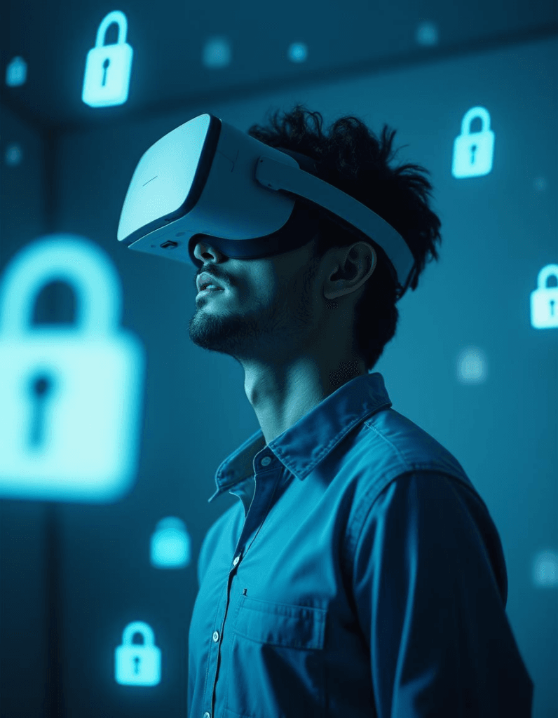 Usuário de RV com preocupações de segurança destacadas